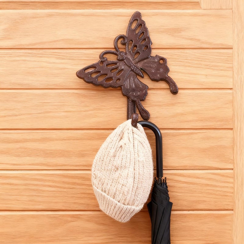 Hdtyyln Butterfly Hook, Cast Iron Wall Hooks, Heavy Duty Coat Hooks, Decorative Animal Hook for Home Kitchen Balcony Office Outdoor Garden Hanging Clothes Caps Bags Coats Daily Tools Planter, 1Pcs - Image 4